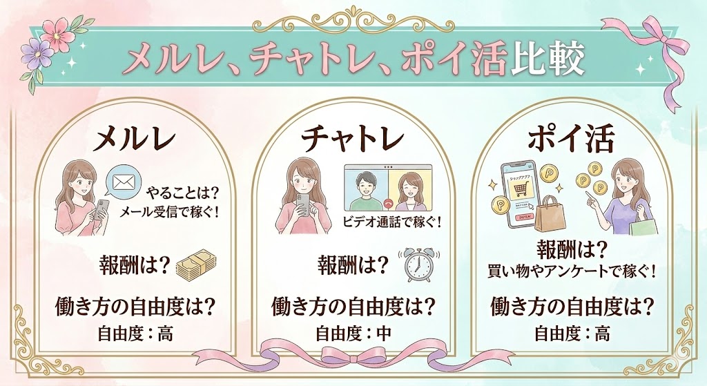 メールレディ　チャットレディ　ポイ活　比較