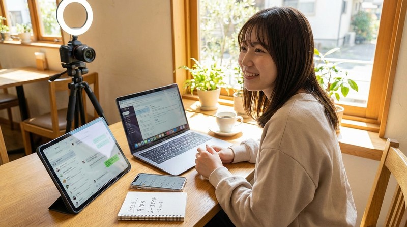 目安｜月10万なら2〜3サイト同時稼働シーンのイメージ写真